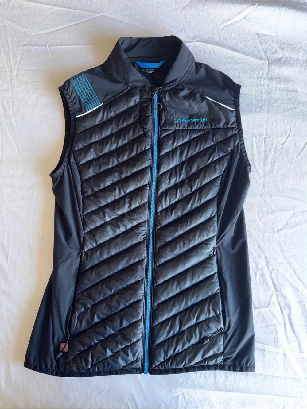 La Sportiva Women's Black Quilted Vest with Blue Trim